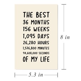 Alzombi 3rd Anniversary Card, Sweet 3 Year Anniversary Card for Him or Her, The Best 3 Years of My Life