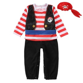 Lito Angels Pirate Captain Fancy Dress Up Costume Outfit Set with Bandana for Kids Boys Age 12-18 Months