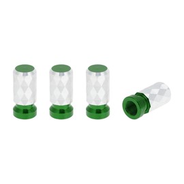 INFINAUTO Tire Valve Stem Caps 7x24mm for Car Truck Motorbike Bicycle Tyre Valve Dust Covers Aluminum Alloy Green Decorative