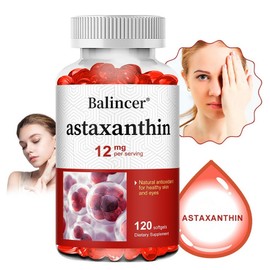 Astaxanthin 12mg - Naturally derived from microalgae - Antioxidant for eyes, skin, joints, heart, immune system health - Non-GMO Easy to swallow, 1 piece, 120 servings / 아스타잔틴 12mg - 천연 미세조류 유래 - 눈 피부 관절 심장 면역체계 건강 항산화 - Non-GMO 삼키기 쉬운, 1개, 120회분