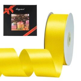 Solid Color Double Faced Yellow Satin Ribbon 1-1/2" X 25 Yards, Ribbons Perfect for Crafts, Wedding Decor, Bow Making, Sewing, Gift Package Wrapping and More