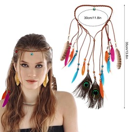 Boho Hair Accessories, Indian Headpiece, Boho Headpiece, Feather Hair Accessories, Boho Headband with Feathers, Hippie Head Chain, Feather Headband, Indian Hair Accessories, for Women and Girls