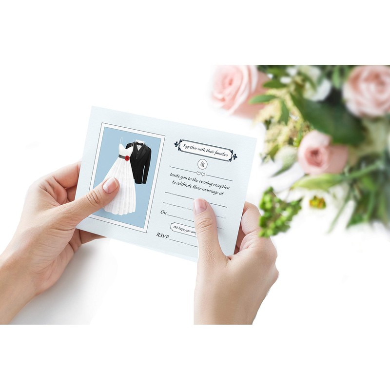 Wedding Evening Invitations - White Envelopes - Pack of 15