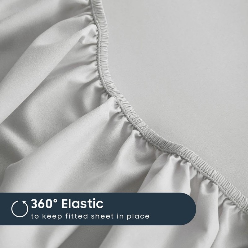 Wake In Cloud - Queen Fitted Sheet Set, 1000TC Ultra