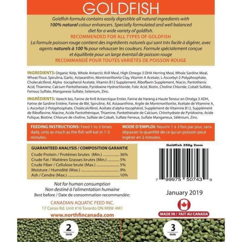 Northfin Goldfish Formula, 3 mm Sinking Pellets, 100 g