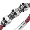 COOLSTEELANDBEYOND Men Women Steel Three Vintage Stacking Skulls Red Braided