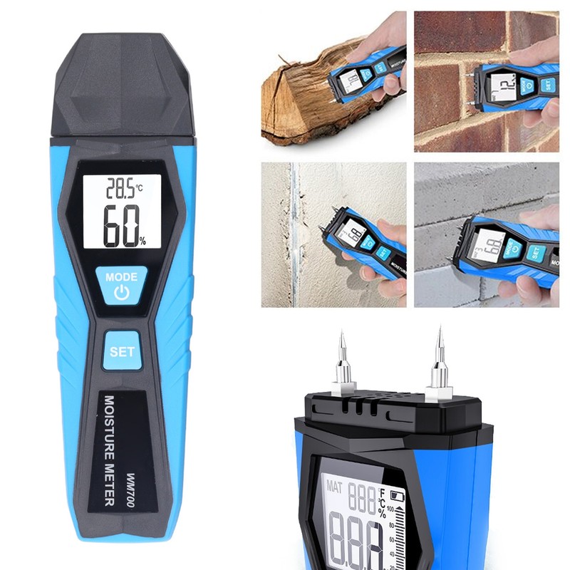 Handheld Moisture Meter LCD Display Digital Moisture Tester for Wood