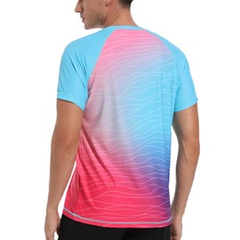 VAYAGER Men's UV Rash Guard T-Shirt Swimming Shirt UPF 50+ Swimming Shirts, Quick Drying, Loose Fit, Water Surf Shirt, blue red, XXL