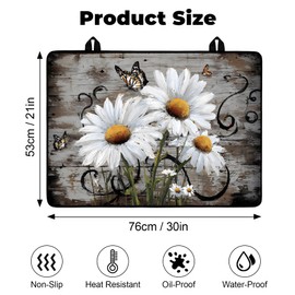 Silicone Glass Stove Top Cover- Mat for Electric Stove Protector with Anti-Slip Rubber Coating XL Dish Drying Mats Scratch-Resistant (Daisy, 30" x 21")