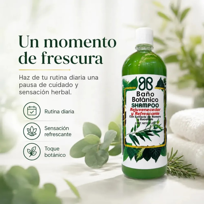 Shampoo Rejuvenecedor Romero Y Eucalipto 1lt Baño Botánico
