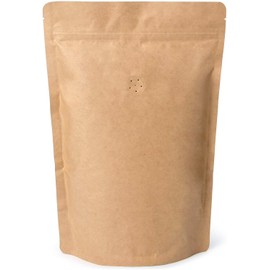 12oz Coffee Bags 100 Pieces - High Barrier Natural Kraft Paper Stand up Ziplock Pouches Bags with Valve & Zipper (100 Pcs, 12 Ounce/340 Gram/0.75 lb)