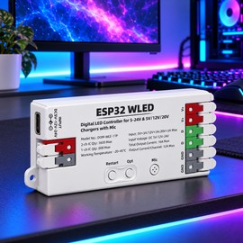 ESP32 WLED LED Controller with Mic – Wi-Fi Control and USB-C PD Input for DIY RGBIC Lighting