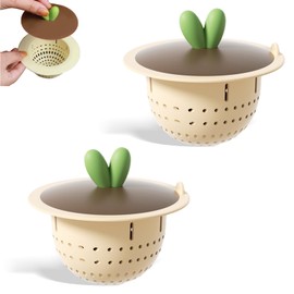 2-Pack Kitchen Sink Strainers, Compatible with Most Sink Drain Baskets, 4.1 Inch Diameter Kitchen Sink Filters (Beige)