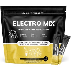 Electrolitos Sin Azúcar En Polvo Beyond Vitamins | Hidratación Baja en Calorías, apto dieta Keto | Sabor fresco y vibrante para una recuperación increíble | 20 sticks individuales (20 Sticks, Camu Camu Efervescente (Con Hongos))