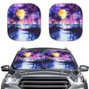 SEANATIVE Purple Sunset Coconut Tree Car Sun Shade for Car
