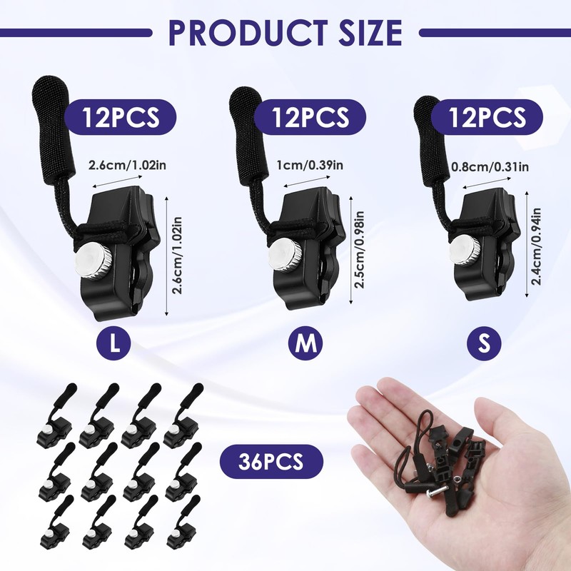 36Pcs Universal Zipper Repair Kit 3 Different Size