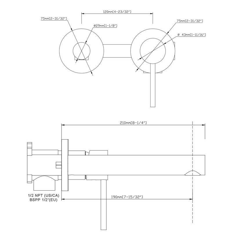Sumerain Wall Mount Bathroom Faucet Brushed Nickel,Valve Included