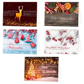 50 Christmas Cards (Folding Cards) in Set with Envelope, Perfect for Stylish Greetings to Business Partners and Friends