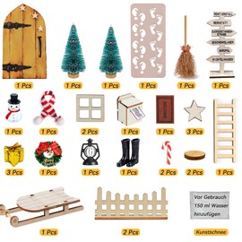 Fox·Bunny Gnome Door Accessory Set, 31 Pieces, Christmas Gnome Door Set, Miniature Gnome Door, Miniature Dollhouse Gnome Accessories, Christmas Fairy Door