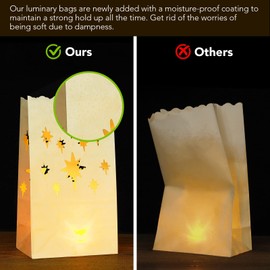 AceList 30 Sets Luminary Bags with Flameless Candles Include 30 Flameless LED Tea Lights, LED Tealight Candles and Moisture-Proof 30 Luminary Bags for Christmas Wedding Party Thanksgiving Decor