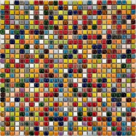 Hominter Colorful Ceramic Mosaic Mini Square Glossy Porcelain Tile for DIY Crafts, Backsplash in Kitchen or Bathroom, Wall Decor & Art Projects (3x12 Sample)