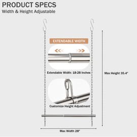 LOMILD Closet Hanging Rod, Adjustable Width and Height Closet Extender Hanging Rod, Space-Saving Clothes Hanging Bar, 18-28 Inches, 1 Pack