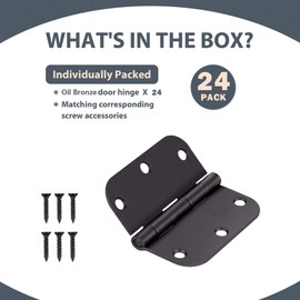 SORGMACH 24 Pack Door Hinges Oil Rubbed Bronze Hinges 3.5 in 5/8" Radius Corners Black Hinge Interior Hinge Hardware