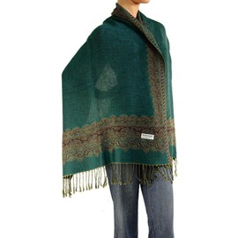 Falari Women's Woven Double Side Pashmina Shawl Wrap Scarf 80" x 27" (Teal)