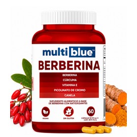 Berberina 60 Cápsulas | Suplemento Alimenticio con Vitamina E, Cúrcuma, Canela y Picolinato de Cromo | Sin Gluten Vegano Keto Friendly | Apoyo Cardiov