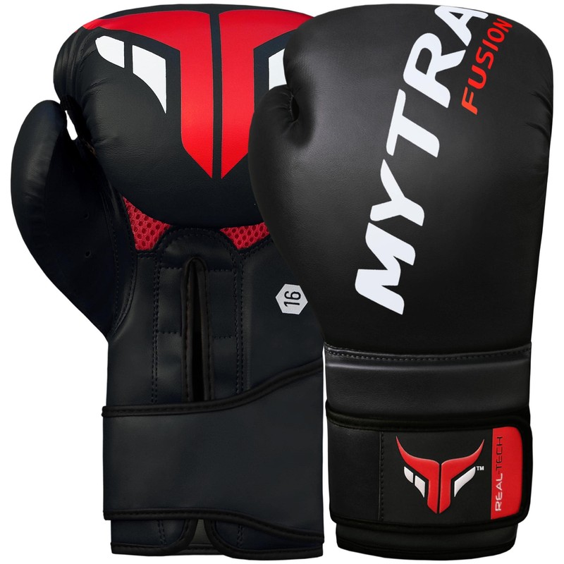Mytra Fusion Boxing Gloves Real-Tech SL-4 Training Gloves (Black, 12-oz)
