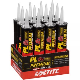 Loctite PL Premium Fast Grab Polyurethane Construction Adhesive, 10 fl oz Cartridge, 12 Pack