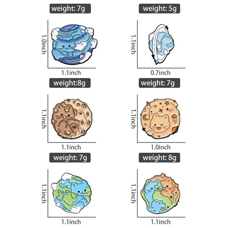 Cat Planet Theme Brooch Set - Hard Enamel Pins, Badges