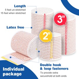 AZEN Premium 4 Pack Elastic Bandage Wrap (2x2", 2x3"), Compression Wrap Bandage for Legs, Ankle, Knee, Tummy, Body, Latex-Free, Lymphedema Wraps for Legs