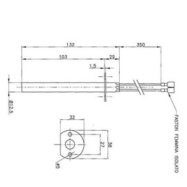 Spark Plug Ignition Resistor L 103-132 mm Diameter 12.5 mm 400 Watt for Enviro Ovens, Boilers, Burners