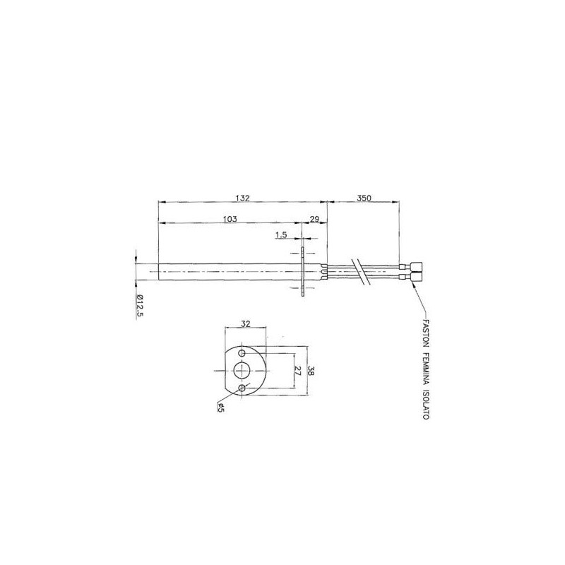 Spark Plug Ignition Resistor L 103-132 mm Diameter 12.5 mm