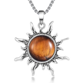 VIJASHOP Sun Necklace for Women Tiger Eye Sun Pendant Sun Jewelry Tiger Eye Stone Necklace Jewelry Birthday Gift for Girlfriend Mother