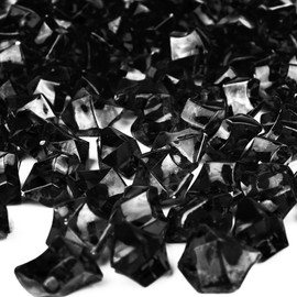 CYS EXCEL Acrylic Black Crushed Ice Vase Fillers (Approx. 180-190 PCS, 3 Cups) Plastic Crushed Rock Gems for Arts & Crafts Table Scatter