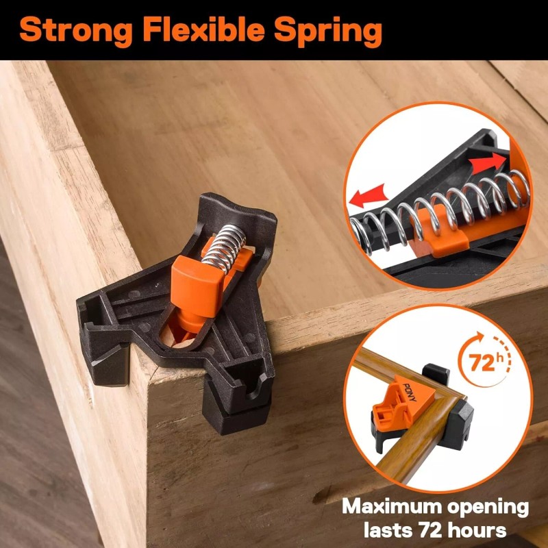 PONY 4Pk Quick-Release Corner Clamp for Woodworking, 90 Degree Right