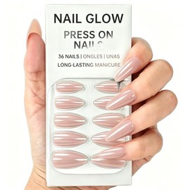 Uñas postizas rosas medianas almendradas, 36 piezas, 12 tamaños. Kit de uñas con pegamento para uñas, pestañas adhesivas, lima de uñas, palito, toalli