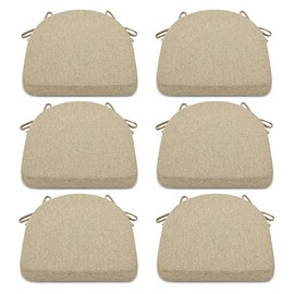 Shinnwa Kitchen Chair Cushions Set of 6, Non-Slip Dining Chair Cushions with Ties and Machine Washable Cover, 6 Pack, 17 x 16.5 x 2in, Natural Linen