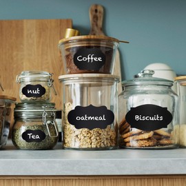 ONUPGO Chalkboard Labels Stickers Bulk - 196 Reusable Chalk Sticker Labels with Erasable Chalk Maker, Removable Waterproof Blackboard Labels for Containers, Glass, Mason Jar Labels