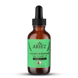 Ariez Coconut & Rosemary Oil Hair Growth Serum - Promotes Thicker and Fuller Looking Hair - For Dry & Damaged Hair - Anti Frizz- Stimulate Follicles, Promote Regrowth - Cruelty Free - 55ml