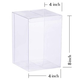 YOZATIA 12PCS Transparent Boxes 4 x 4 x 8 inch, Candy Box, Clear Favor Boxes Gift Box for Wedding, Party and Baby Shower Favors