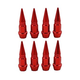 TEAMWILL 8PCS Spike Car Tire Valve Stem Caps Truck Bike Wheel Air Dust Cap Spike Shape Tire (Red)