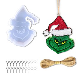 Rifanda Christmas Grinch Car Freshie Silicone Mold, Aroma Beads for Freshies, Supplies Starter Kit, White