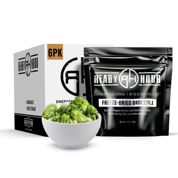 Ready Hour Broccoli Case Pack (48 Servings), Freeze-Dried, Bulk Emergency