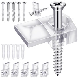 32Pack Mirror Holder Clips,Clear Plastic Mirror Clips,Frameless Mirror Mounting Hardware,Mirror Holders for Wall Mounting,Mirror Mounting Hardware with Screw,for Cabinet,Glass,Wall,Door,Picture Frames