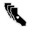 (3PCS) California State Map with Heart Stickers, US State Stickers