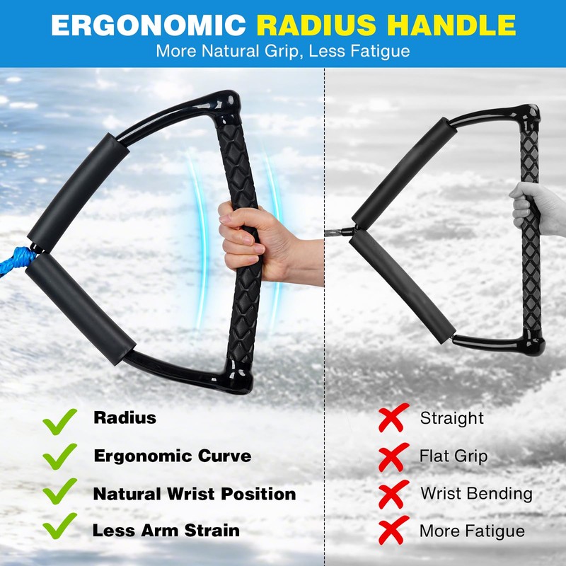 75FT Radius Handle Ski Ropes for Water Skiing, Floating Wakeboard