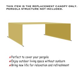 Alion Home Waterproof Pergola Covers - Pergola Replacement Canopy - Universal Replacement Canopy for Pergola (12' L x 8' W, Sand)